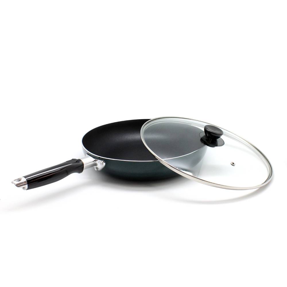 NonStick Stove Induction Compatible Deep Frying Pan with Tempered Glass Lid, 28cm