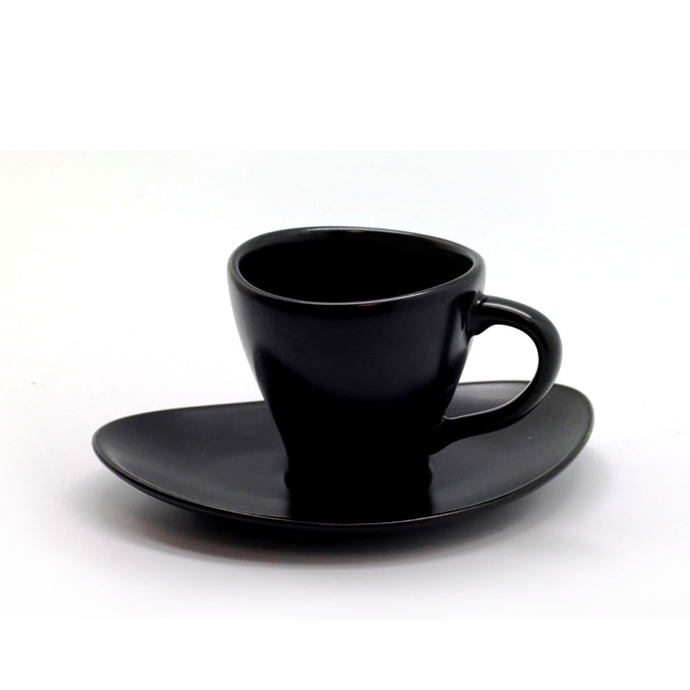 (Set of 2) Artisan Designer Porcelain Matte Black Espresso Coffee Tea